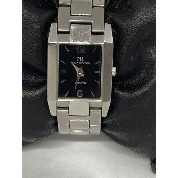 Mount Royal Men's Silver Stainless Steel Analog Black Dial Quartz Watch JK132 - Picture 2 of 12